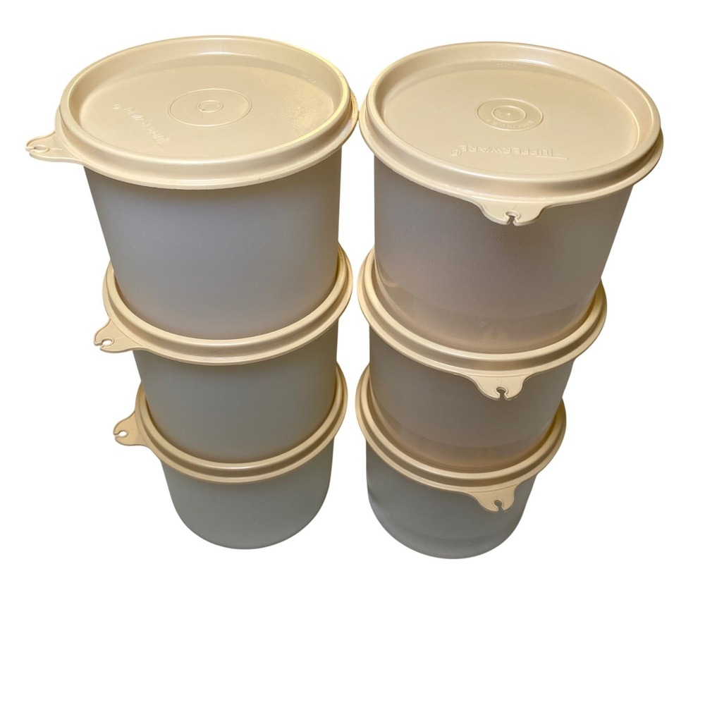Vintage Tupperware Refrigerator Canister Set 6 Pc Frosted Storage Containers